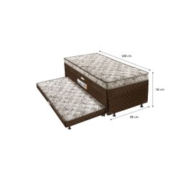 Cama Box Baú Solteiro Conjugada com Mola com Cama Auxiliar - Matelassê Marrom - 2