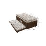 Cama Box Baú Solteiro Conjugada com Mola com Cama Auxiliar - Matelassê Marrom - 2