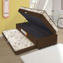 Ver imagem 1 de Cama Box Baú Solteiro Conjugada com Mola com Cama Auxiliar - Matelassê Marrom