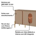 Ver imagem 5 de Balcão Buffet 4 Portas LED Vidro Tambau 180 cm Fendi Freijo Bechara