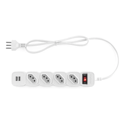 Filtro De Linha Protetor Eletronico Regua Extensão Eletrica EPE 204 Intelbras 4 Tomadas 2 Usb Branco - 3