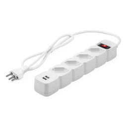 Filtro De Linha Protetor Eletronico Regua Extensão Eletrica EPE 204 Intelbras 4 Tomadas 2 Usb Branco - 1