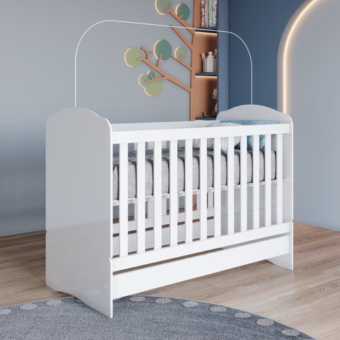 Berço Mini Cama 3 em 1 Branco Lápis de Cor Branco