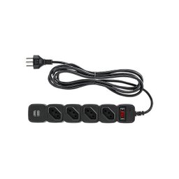 Filtro De Linha Protetor Eletronico Regua Extensão Eletrica EPE 204 USB Intelbras 4 Tomadas 2 Usb Pr - 1