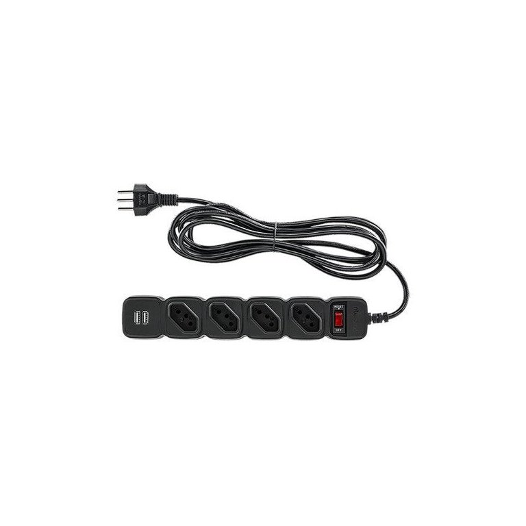 Filtro De Linha Protetor Eletronico Regua Extensão Eletrica EPE 204 USB Intelbras 4 Tomadas 2 Usb Pr