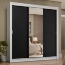 Ver imagem 1 de Guarda-roupa Casal 3 Portas de Correr com Espelho 4 Gavetas Branco/preto Sublime Plus Madesa Branco/
