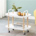 Ver imagem 7 de Mesa Auxiliar Lateral Madeira Carrinho Organizador Multiuso 2 Prateleiras Sacada Churrasqueira Sala