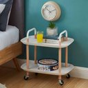 Ver imagem 3 de Mesa Auxiliar Lateral Madeira Carrinho Organizador Multiuso 2 Prateleiras Sacada Churrasqueira Sala