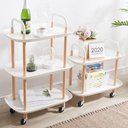 Ver imagem 2 de Mesa Auxiliar Lateral Madeira Carrinho Organizador Multiuso 2 Prateleiras Sacada Churrasqueira Sala