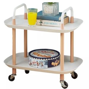 Mesa Auxiliar Lateral Madeira Carrinho Organizador Multiuso 2 Prateleiras Sacada Churrasqueira Sala