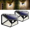 Ver imagem 1 de Kit 2 Super Arandelas 100 Led Solar Luminária Parede Sensor de Presença Externo Ip66 6500k