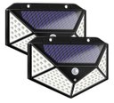 Ver imagem 2 de Kit 2 Super Arandelas 100 Led Solar Luminária Parede Sensor de Presença Externo Ip66 6500k