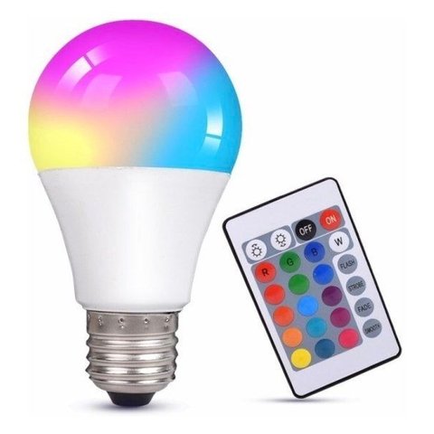 Lâmpada 5w Led Bulbo Rgb Colorida Controle Remoto E27 Bivolt
