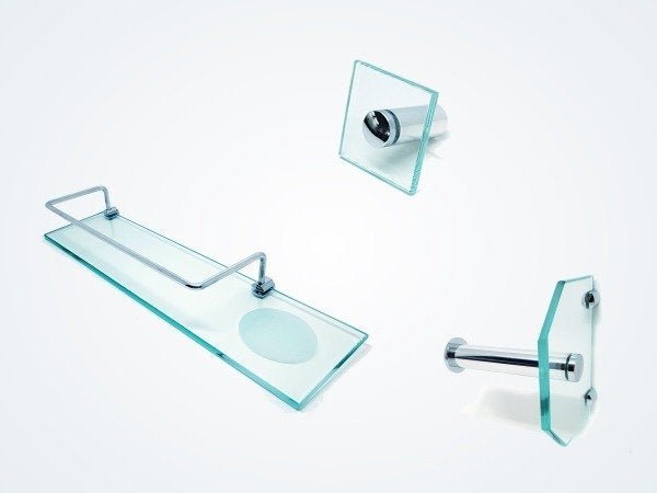 Kit de Acessórios para Banheiro 3 Peças em Vidro Incolor - 1