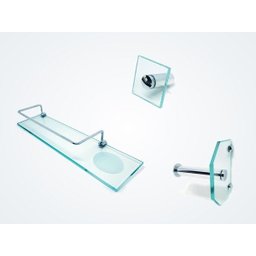 Kit de Acessórios para Banheiro 3 Peças em Vidro Incolor - 1