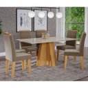 Ver imagem 1 de Mesa para Sala de Jantar Patricia 160x80cm e 6 Cadeiras Tais Cimol Nature/Off White/Joli
