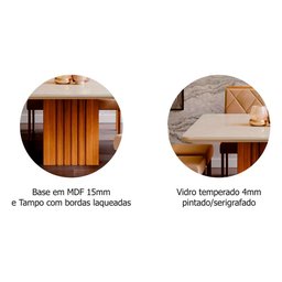 Mesa para Sala de Jantar Ana 130x130cm com Tampo MDF/Vidro Cimol Nature/Off White - 4