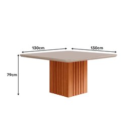 Mesa para Sala de Jantar Ana 130x130cm com Tampo MDF/Vidro Cimol Nature/Off White - 5
