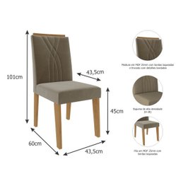 Mesa para Sala de Jantar Agata 180 x 90cm e 6 Cadeiras Nicole Cimol Nature/Chumbo/Joli - 5