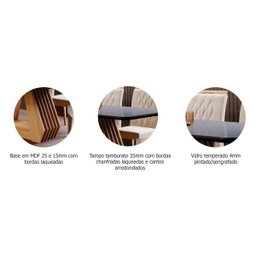 Mesa para Sala de Jantar Agata 180 x 90cm e 6 Cadeiras Nicole Cimol Nature/Chumbo/Joli - 4