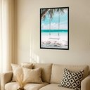 Ver imagem 2 de Quadro Decorativo Praia Balanço Coqueiro - 70x50cm:moldura Branca