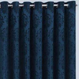 Cortina Jacquard 2,70x2,70 Para Varão Simples:Azul Marinho - 1