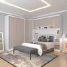 Quarto de Canto Casal com Guarda Roupas Cabeceira e Mesas de Cabeceira Nevada Branco/Cinammon Espres - 1