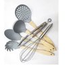 Conjunto de Utensílios de Cozinha Silicone com Cabos de Madeira 6 Peças Wincy Rocie - 2