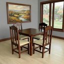 Ver imagem 2 de Mesa de Jantar de Madeira Maciça com 4 Cadeiras Estofadas
