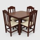 Ver imagem 3 de Mesa de Jantar de Madeira Maciça com 4 Cadeiras Estofadas