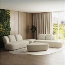 Ver imagem 1 de Sofá Living Modulado de Canto com Puff 2,60m X 2,90m em Boucle Off White - Van Gogh - Home Mobily