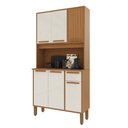 Ver imagem 3 de Armário de Cozinha Compacta Fidelitá Bari 90cm 6 Portas 1 Gaveta com Tampo e Fundo Freijó/off-