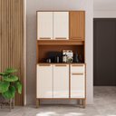 Ver imagem 1 de Armário de Cozinha Compacta Fidelitá Bari 90cm 6 Portas 1 Gaveta com Tampo e Fundo Freijó/off-