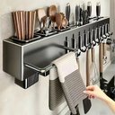 Ver imagem 3 de Organizador de Cozinha Aço Carbono Montagem Parede Preto