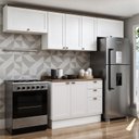 Ver imagem 1 de Cozinha Modulada 4 Peças 100% MDF Americana com Tampo e Rodapé Branco/Ébano Iluminata