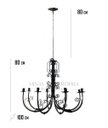 Ver imagem 2 de Lustre grande luminária ferro de teto preto rústico decoração 8 lâmpadas artesanal sala de
