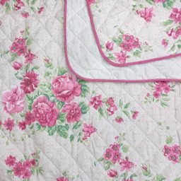 Kit Colcha Cobre Leito Casal Queen 100% Algodão 200 Fios Matelado Floral Rosa 3 Peças - 2