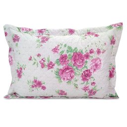 Kit Colcha Cobre Leito Casal Queen 100% Algodão 200 Fios Matelado Floral Rosa 3 Peças - 3