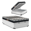 Ver imagem 1 de Cama Box com Baú Viúva + Colchão de Molas - Castor - Class Tecnopedic One Face 128x188x67cm:branco