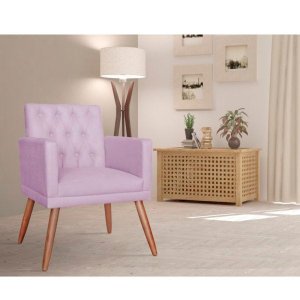 Poltrona Decorativa Nina Capitonê Lilas Vallisa Decor