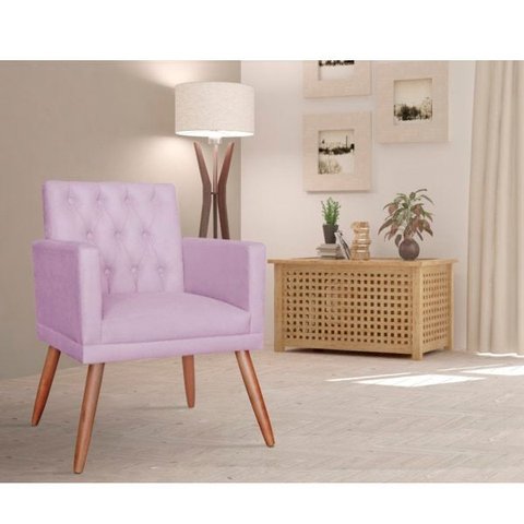 Poltrona Decorativa Nina Capitonê Lilas Vallisa Decor