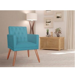 Poltrona Decorativa Nina Capitonê Turquesa Vallisa Decor