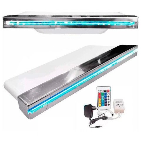 Cascata para Piscina 1 Metro de Embutir Bico Inox com Led Rgb