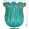Centro De Mesa Cristal Murano 16cm Azul Aquamarine Vaso Tiger Glass - 3