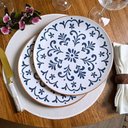 Ver imagem 3 de Prato Raso Stoneware Coimbra Porto Brasil 26,5cm Branco Azul Mesa Posta Cozinha Avulso