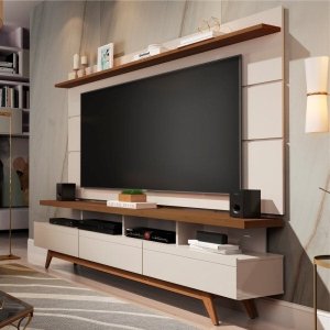Home para TV 1.8 Polaris Off White Freijó