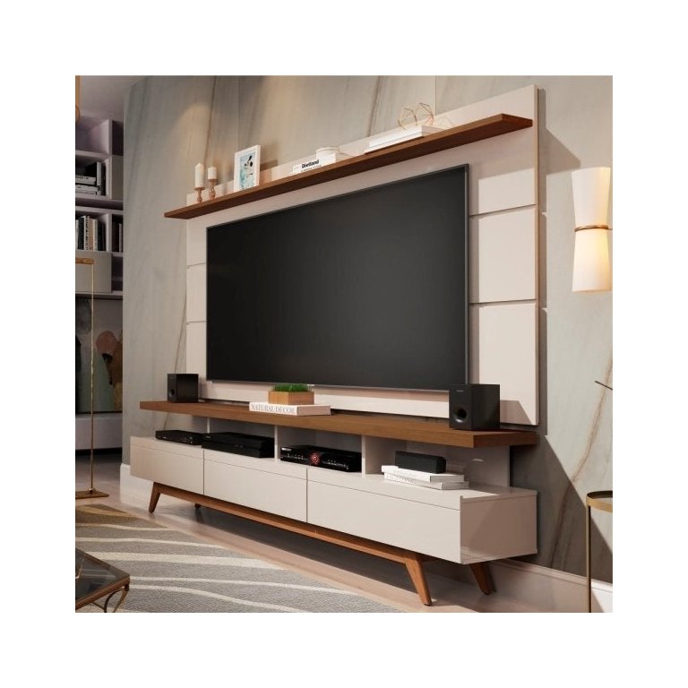 Home para TV 1.8 Polaris Off White Freijó