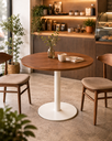 Ver imagem 2 de Mesa Redonda 90cm Tampo MDF Resistente e Base de Aço Tampo Marrom