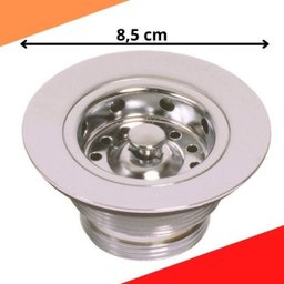 Válvula Pia Cozinha Americana Escoamento Metal Cromada 3.1/2 Cestinha Metal - 4