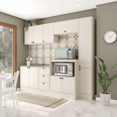 Cozinha Completa 5 Peças Rubi Off White e Branco Yescasa